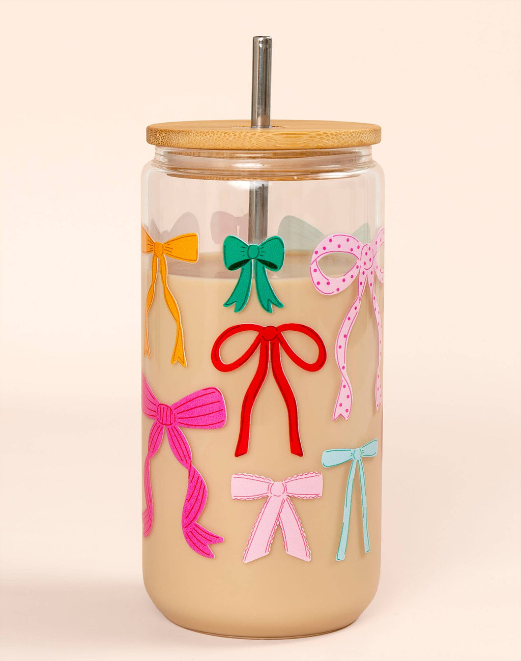 Wrapped in Bows Glass Can