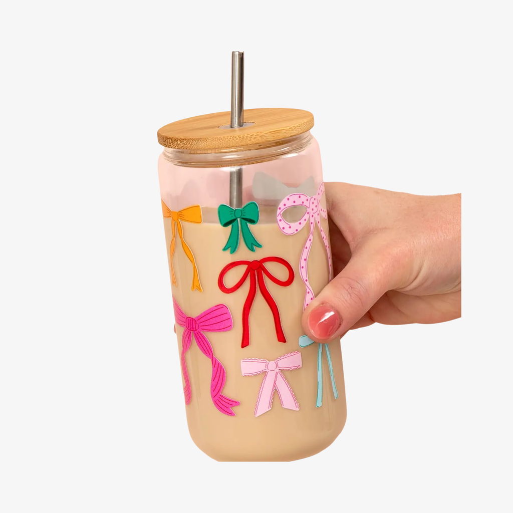Wrapped in Bows Glass Can